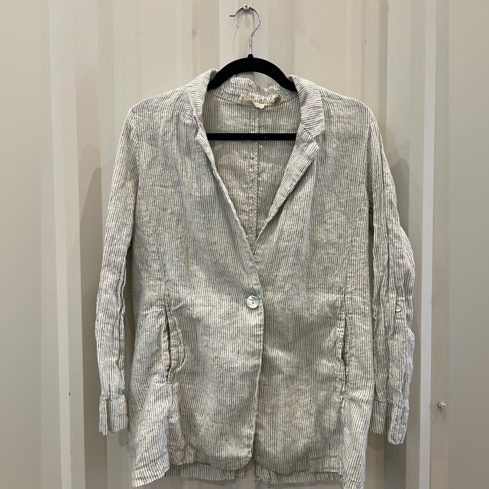 Christian Siriano Lightweight Linen Pinstripe Blazer Casual Medium